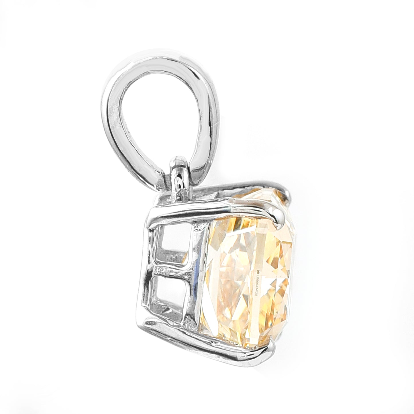 1.99 Ct Square Cushion Modified Brilliant Yellow Lab Grown Diamond 950 Platinum Pendant