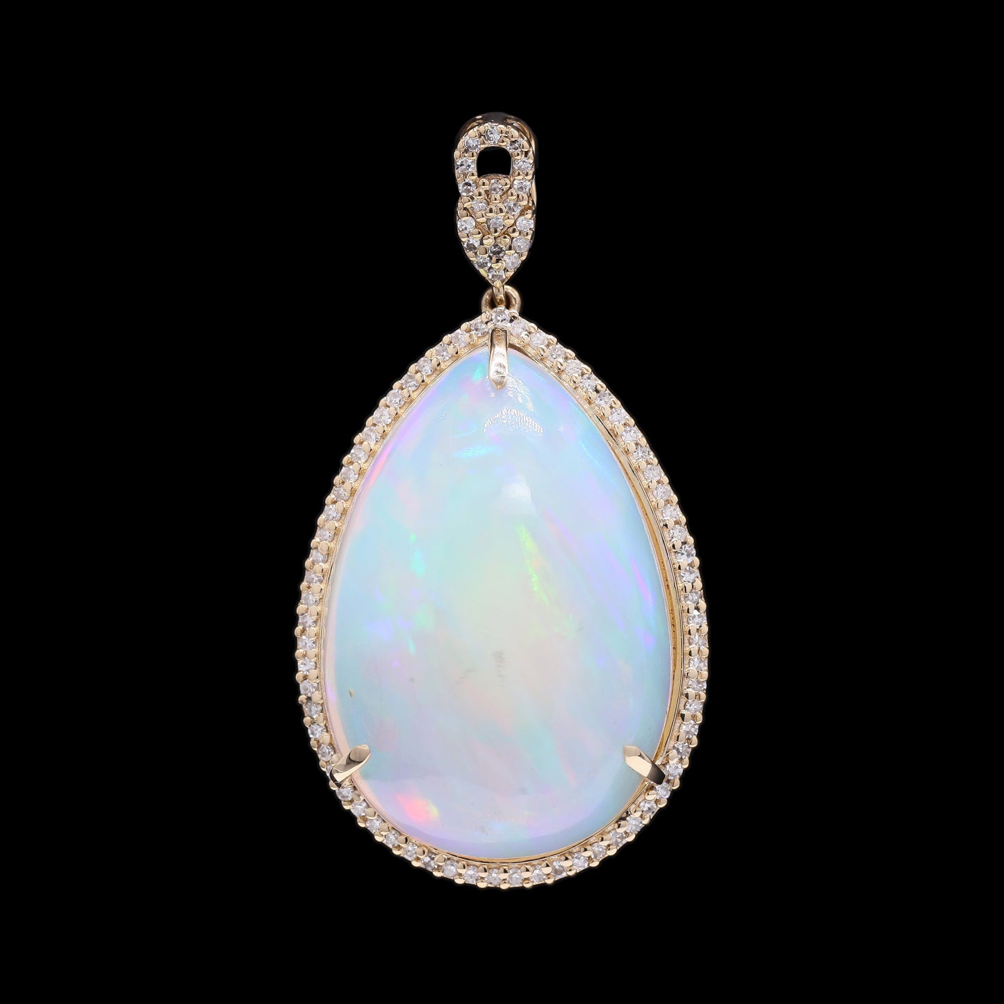 18.10 Ct Pear Cabochon Natural Opal 14K Gold Pendant