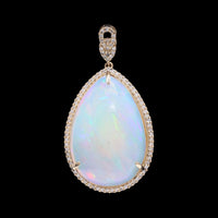 18.10 Ct Pear Cabochon Natural Opal 14K Gold Pendant