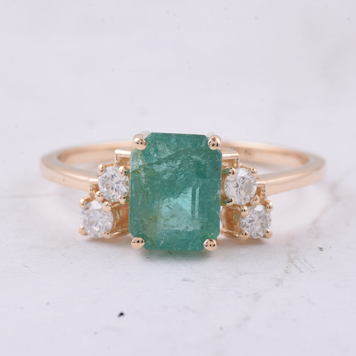 2.00 Ct Octagon Step Cut Natural Emerald 14K Gold Ring