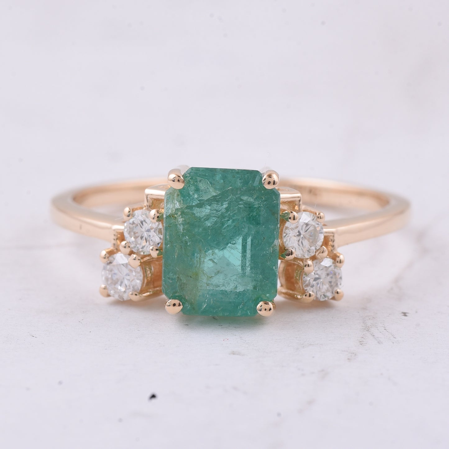 2.00 Ct Octagon Step Cut Natural Emerald 14K Gold Ring
