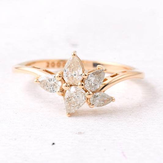 0.54 Ct Pear Diamond 14K Gold Ring