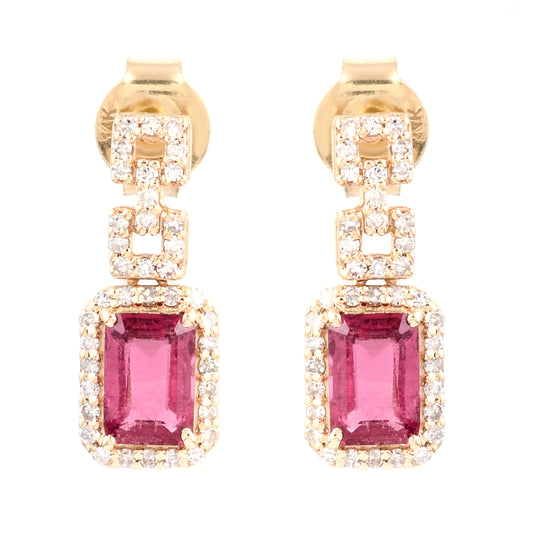 1.24 Ct Natural Tourmaline 14K Gold Earrings