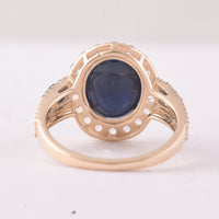 6.30 Ct Oval Sapphire 9K Gold Ring