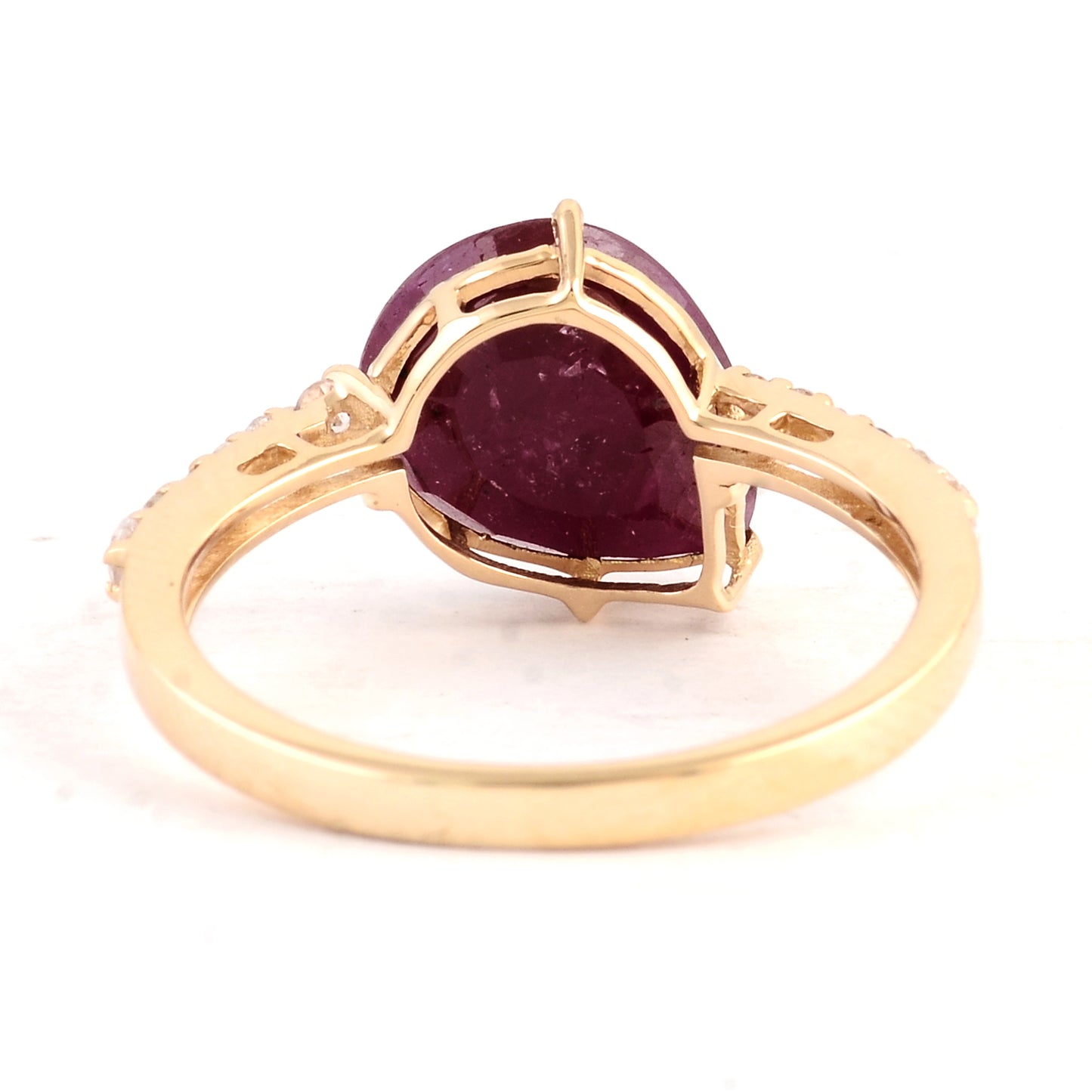 3.29 Ct Pear Ruby 14K Gold Ring