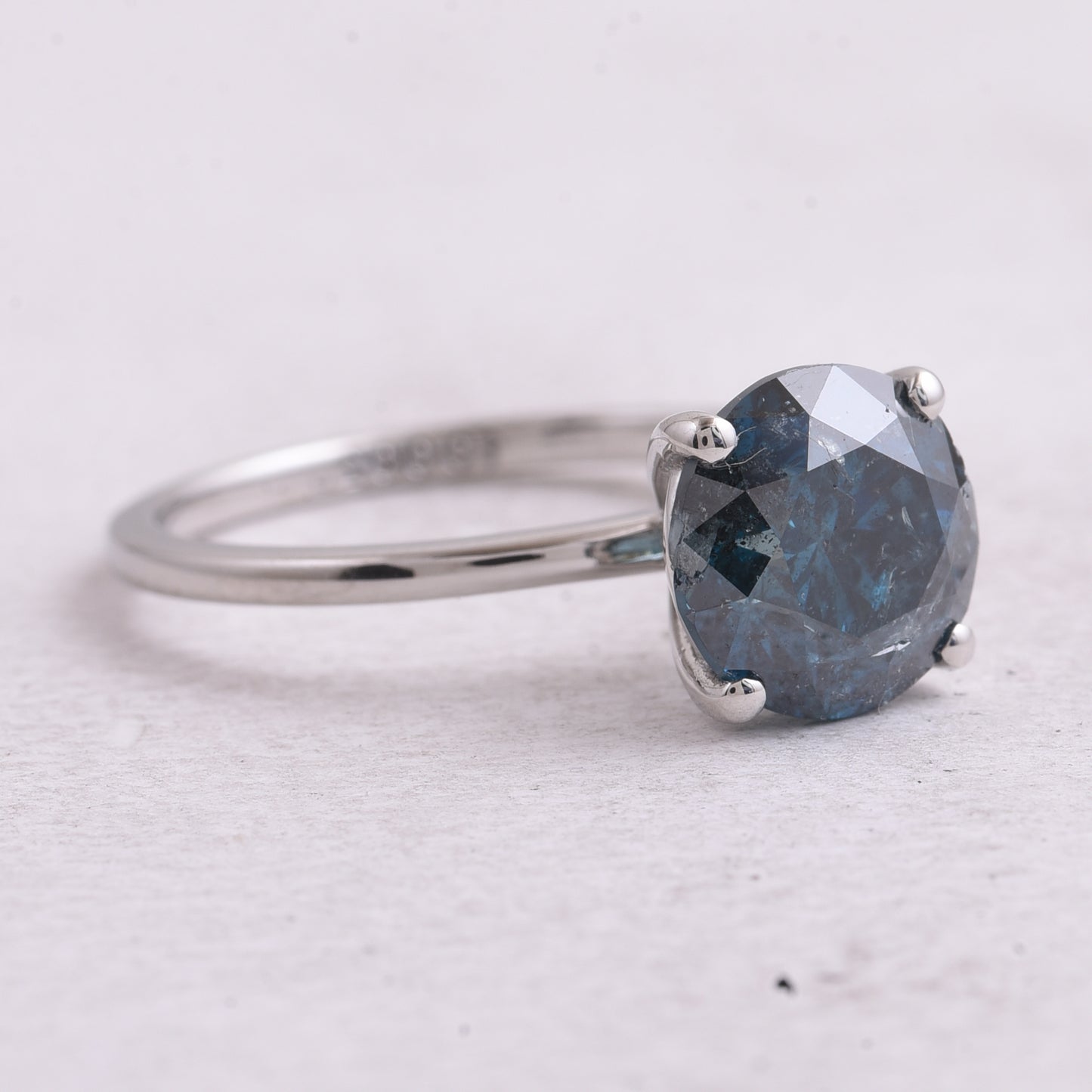 2.99 Ct Round Blue Diamond 950 Platinum Ring