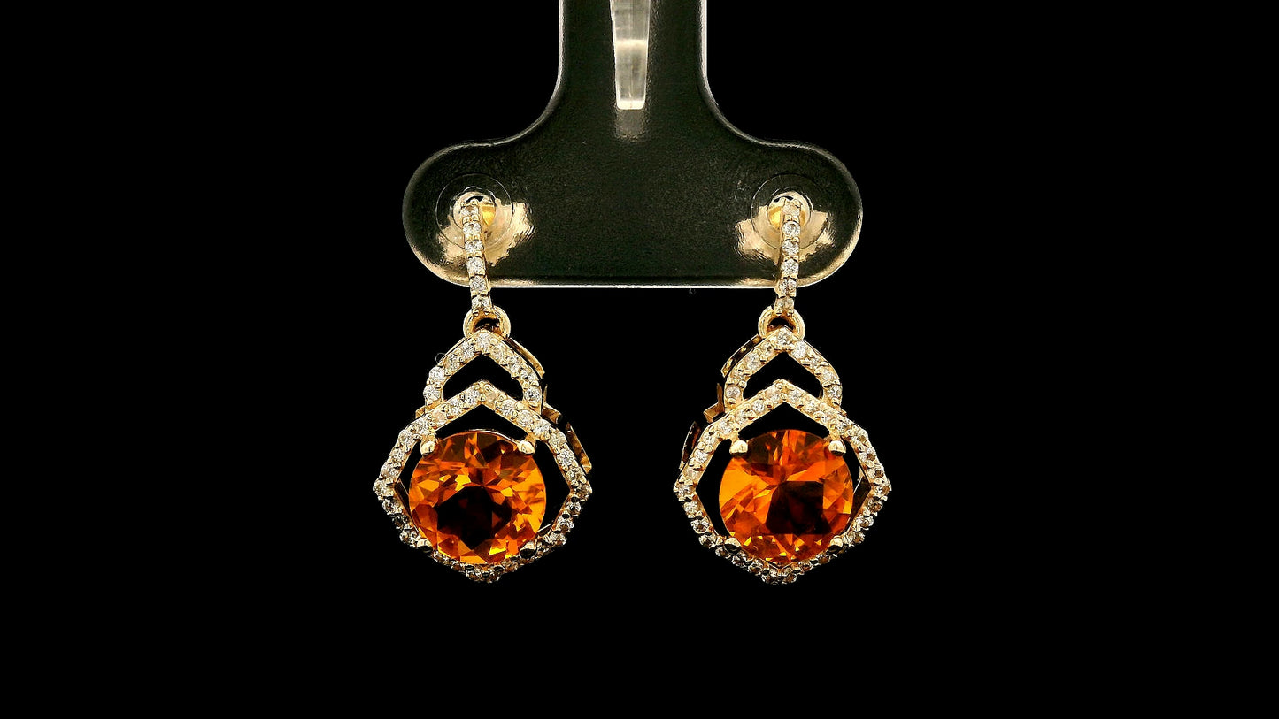 2.10 Ct Round Br.Opal 9K Gold Earrings