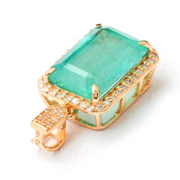 3.21 Ct Octagon Step Cut Natural Emerald 14K Gold Pendant