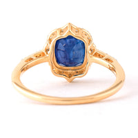 2.45 Ct Cushion Mixed Cut Natural Sapphire 14K Gold Ring