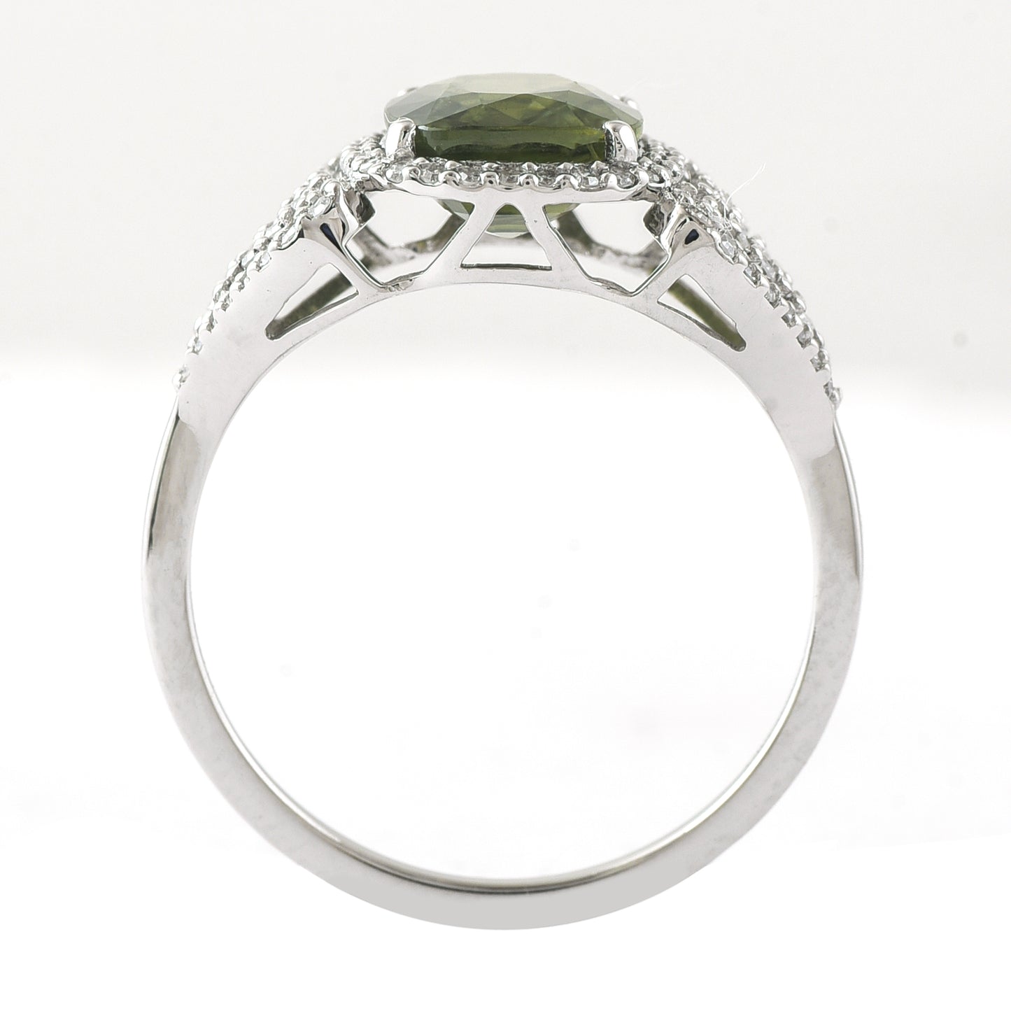 2.80 Ct Cushion Mixed Cut Natural Green Sapphire 950 Platinum Ring