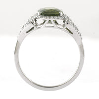 2.80 Ct Cushion Mixed Cut Natural Green Sapphire 950 Platinum Ring