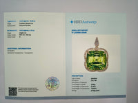 13.82 Ct Cushion Natural Eridot 14K Gold Pendant