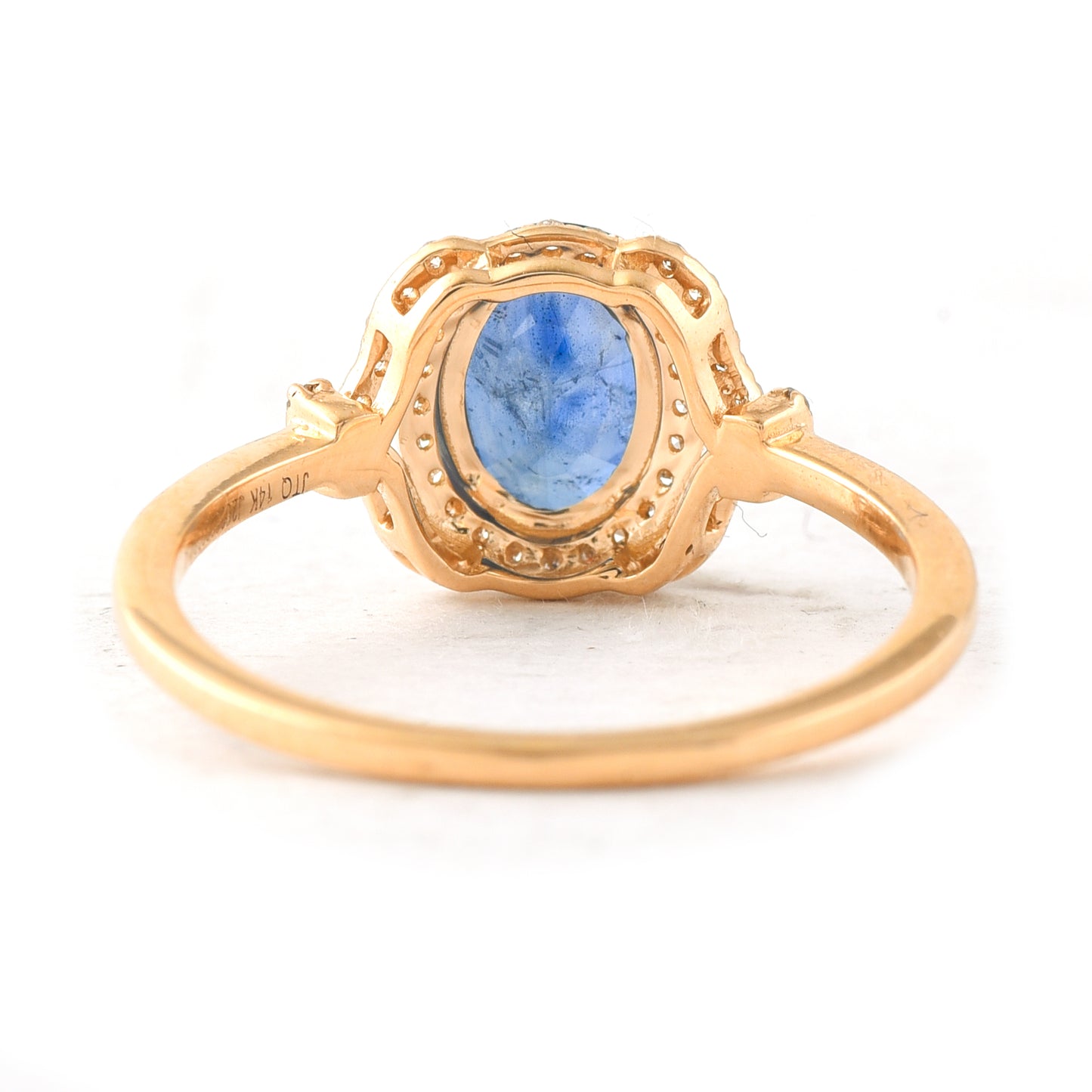 1.69 Ct Oval Mixed Cut Natural Sapphire 14K Gold Ring