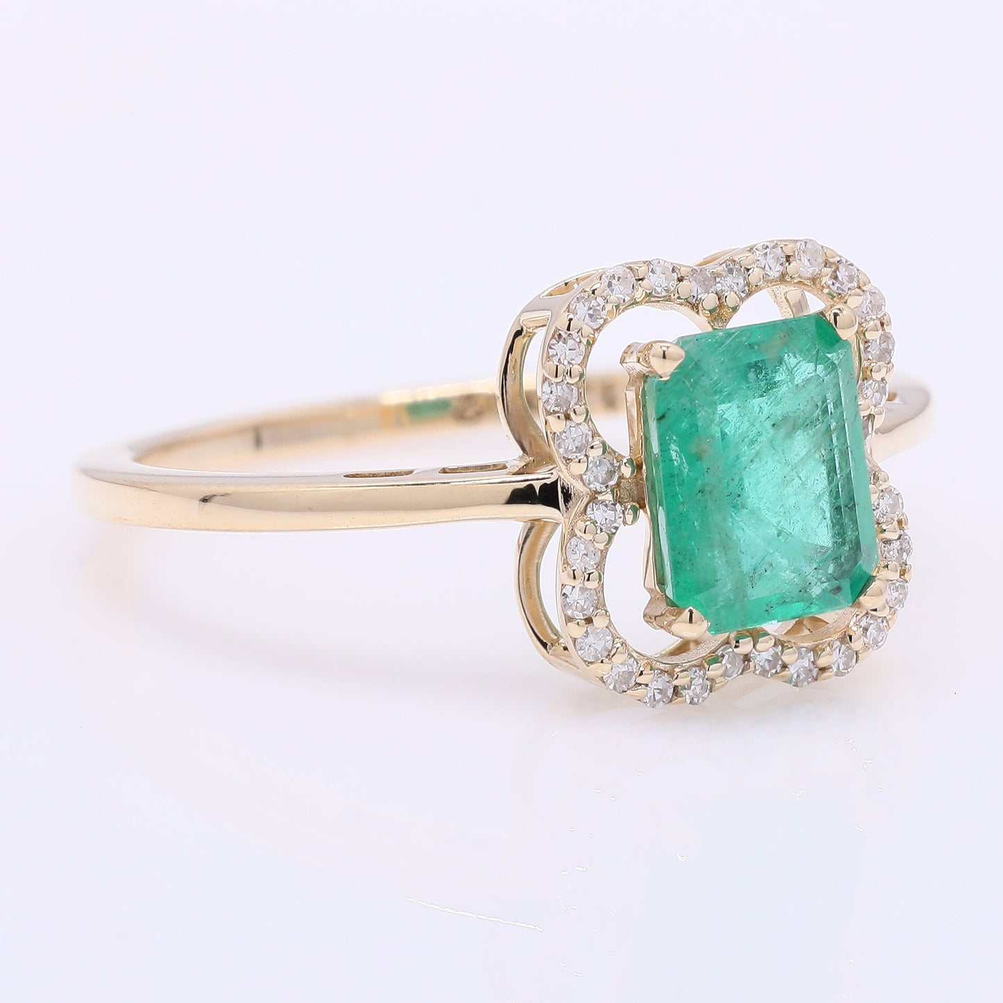 1.04 Ct Octagon Step Cut Natural Emerald 14K Gold Ring