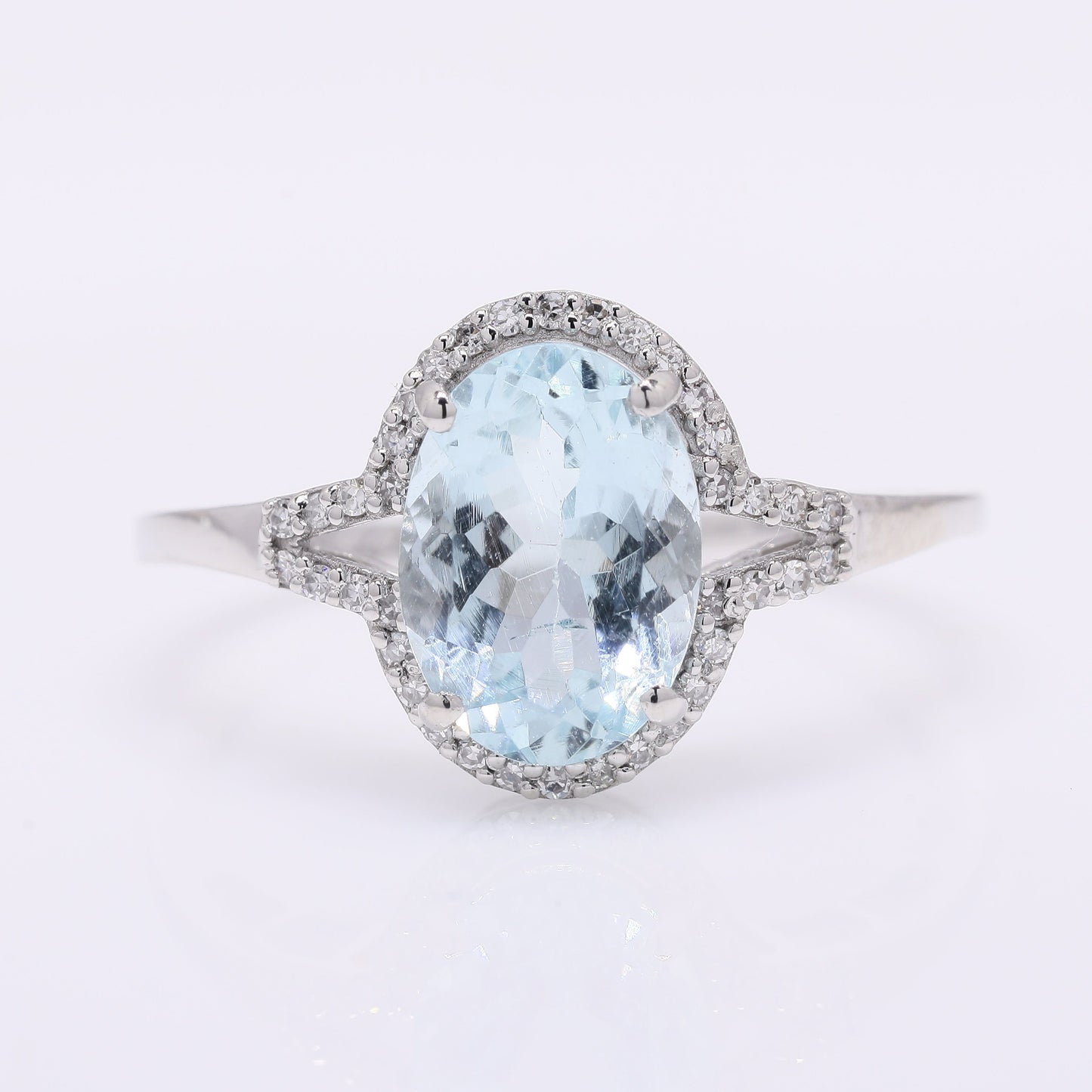 2.17 Ct Oval Mixed Cut Natural Aquamarine 950 Platinum Ring