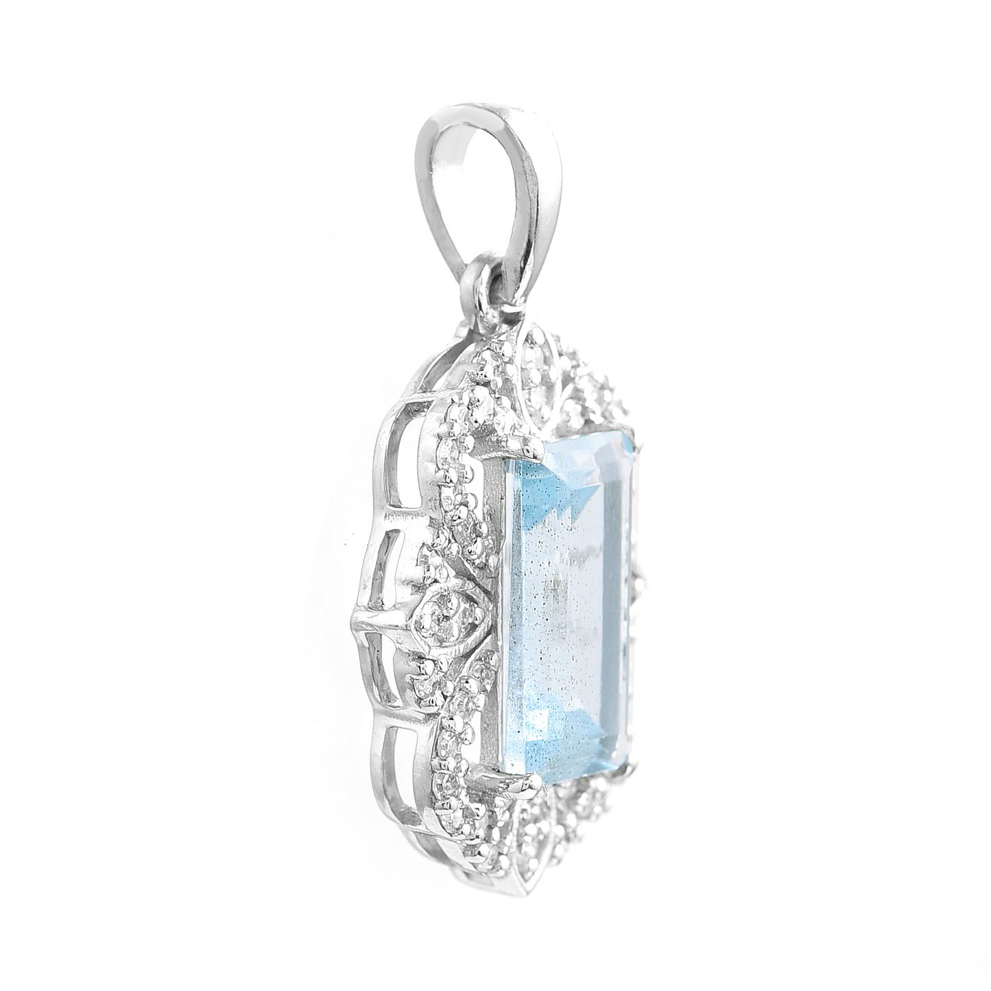 1.13 Ct Octagon Aquamarine 950 Platinum Pendant
