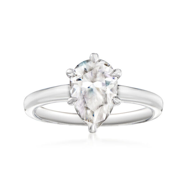 1 ct. Moissanite Pear Sterling Silver Women Ring Size 9