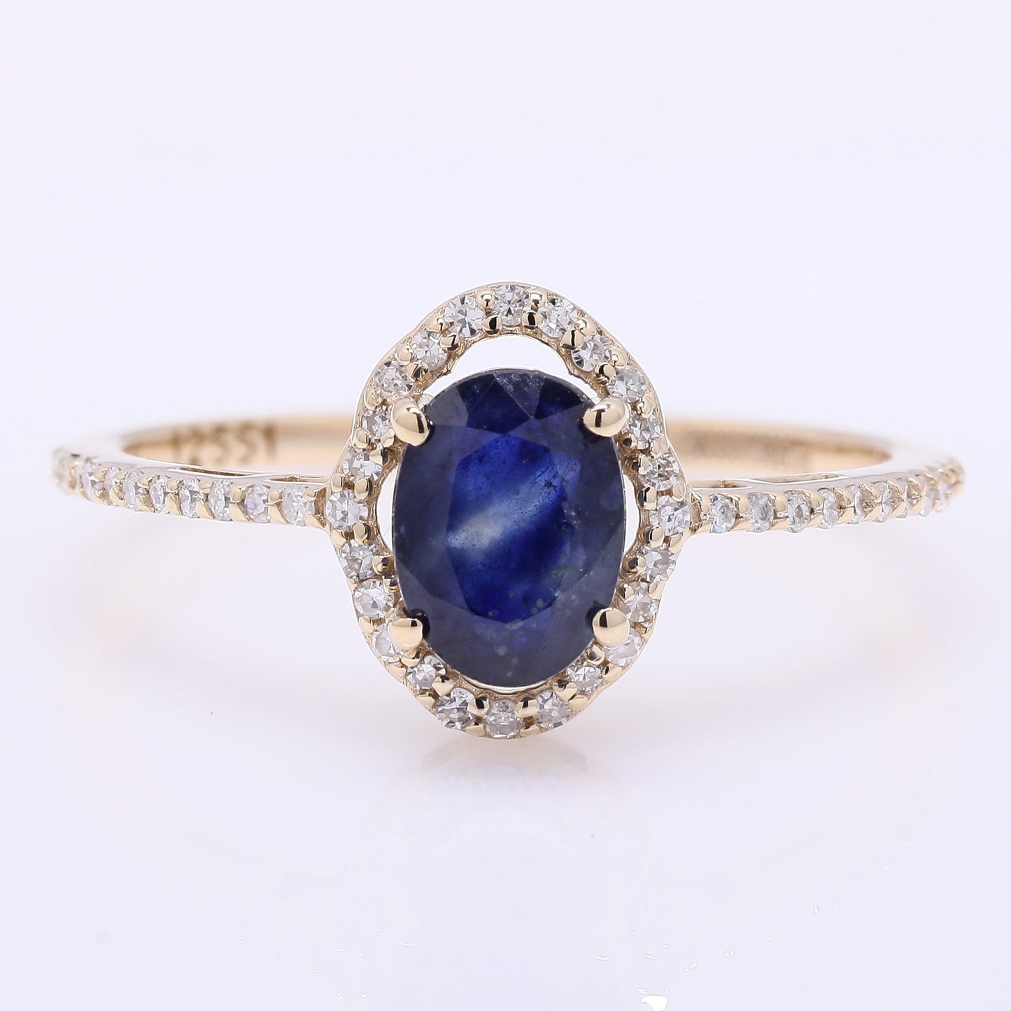 1.61 Ct Oval Mixed Cut Natural Sapphire 14K Gold Ring
