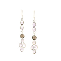 7.33 Ct Smoky Quartz, Amethyst 925 Sterling Silver Earrings