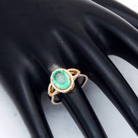 1.89 Ct Oval Mixed Cut Natural Emerald 14K Gold Ring