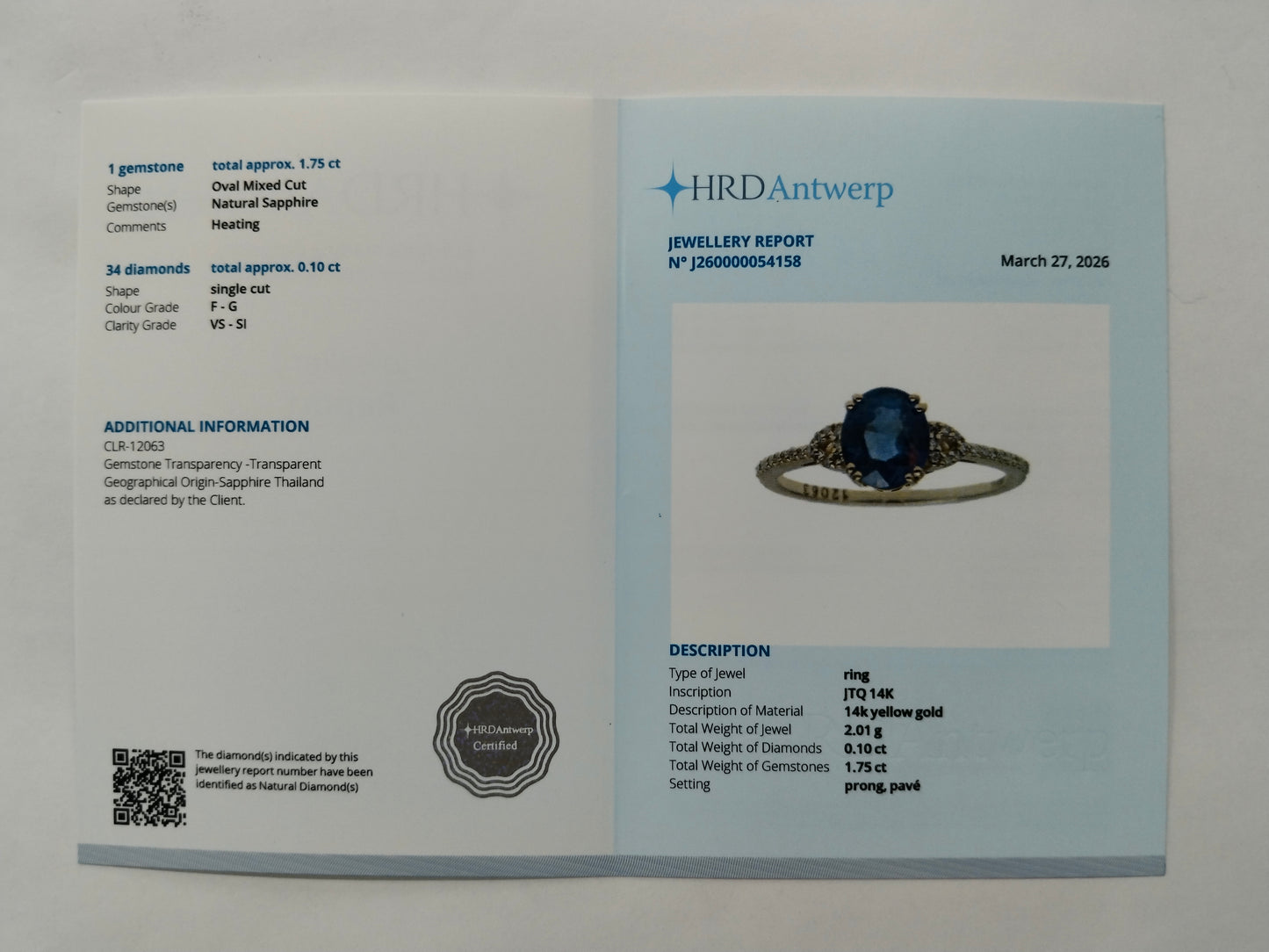 1.85 Ct Oval Mixed Cut Natural Sapphire 14K Gold Ring
