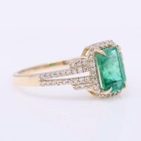 1.61 Ct Octagon Step Cut Natural Emerald 14K Gold Ring