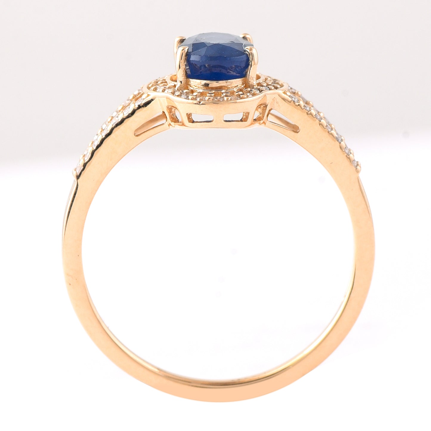 1.66 Ct Oval Mixed Cut Natural Sapphire 14K Gold Ring