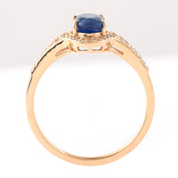 1.66 Ct Oval Mixed Cut Natural Sapphire 14K Gold Ring