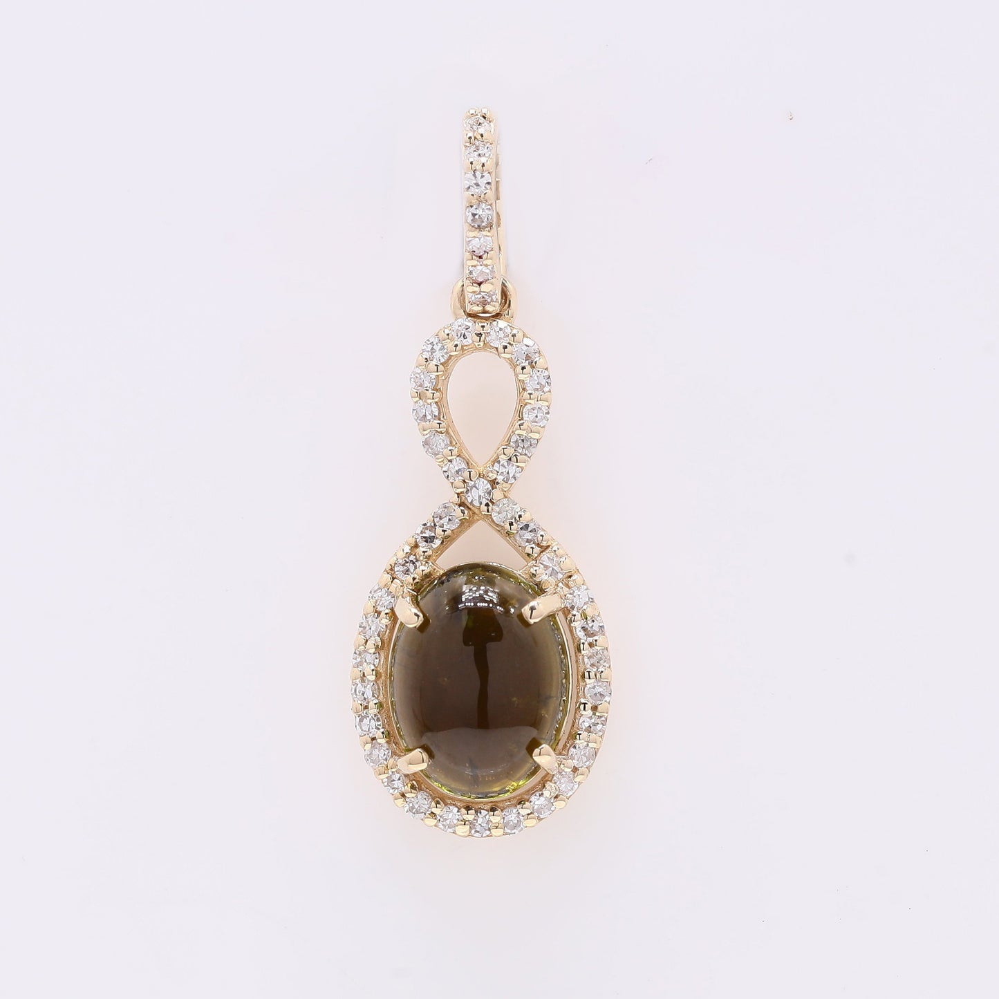 1.49 Ct Oval Cabochon Cut Natural Tourmaline 14K Gold Pendant