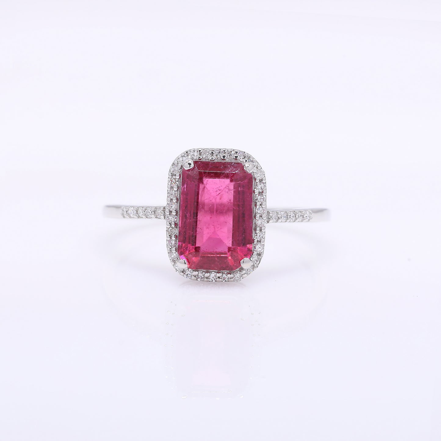 2.08 Ct Octagon Step Cut Natural Pink Tourmaline 950 Platinum Ring