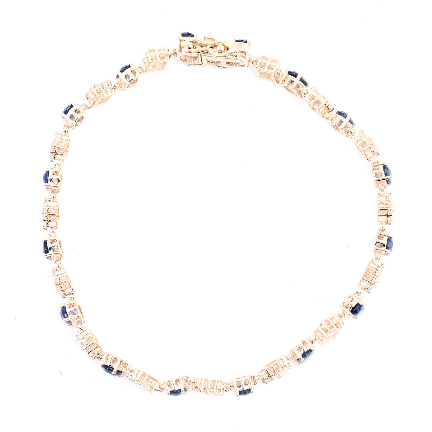 6.49 Ct Oval Sapphire 14K Gold Bracelet