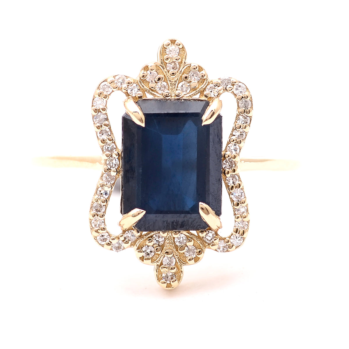 2.82 Ct Octagon Natural Sapphire 14K Gold Ring