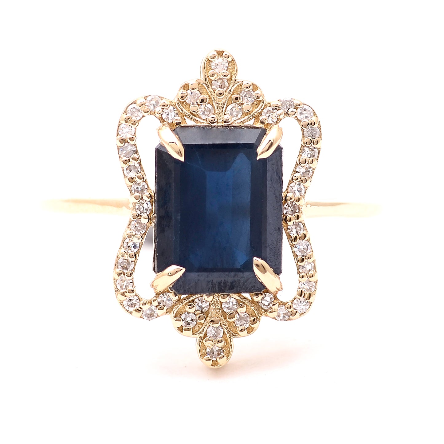 2.82 Ct Octagon Natural Sapphire 14K Gold Ring