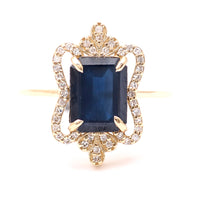 2.82 Ct Octagon Natural Sapphire 14K Gold Ring