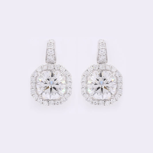 3.84 Carats Lab Grown Diamond 14K Gold Earrings