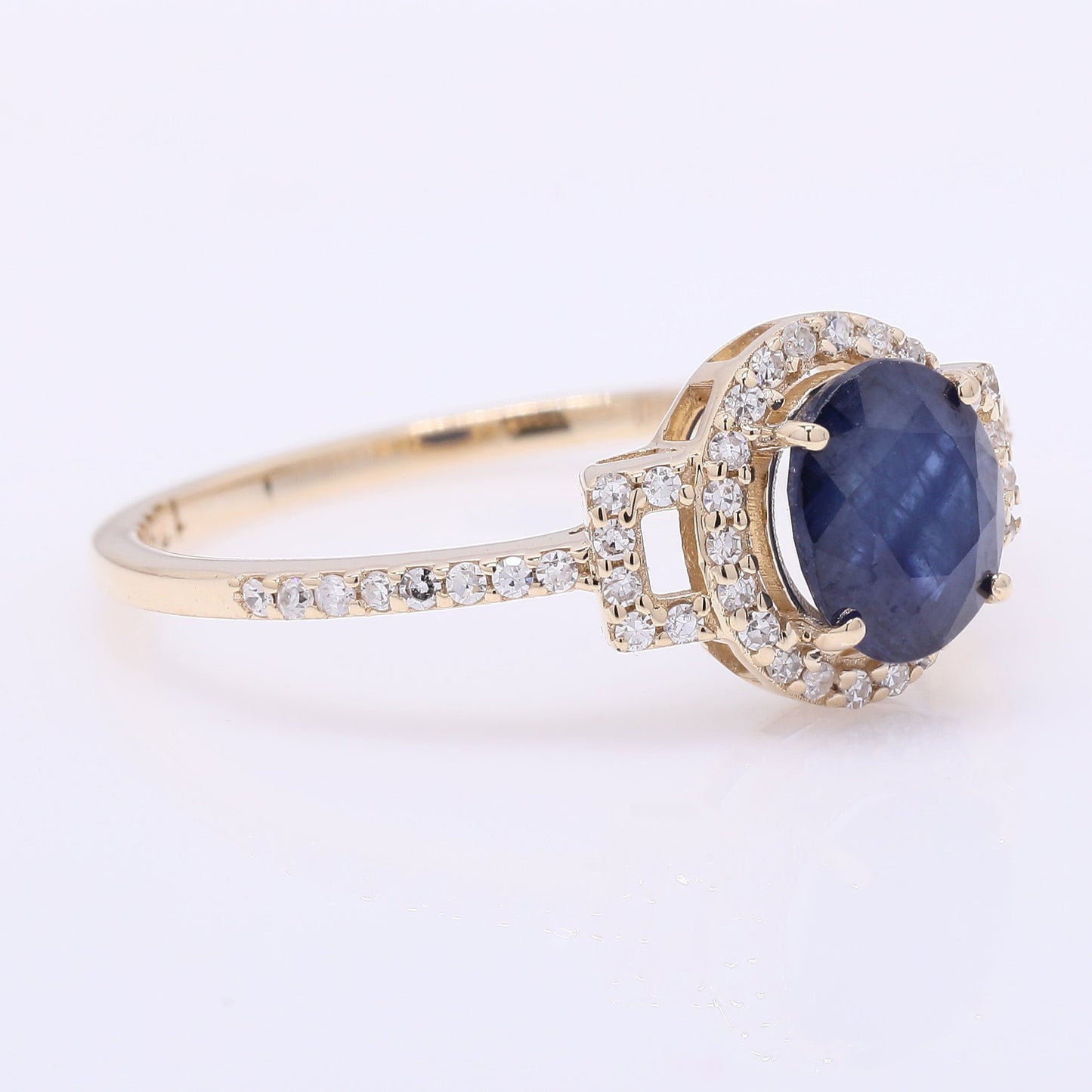 1.40 Ct Oval Mixed Cut Natural Sapphire 14K Gold Ring