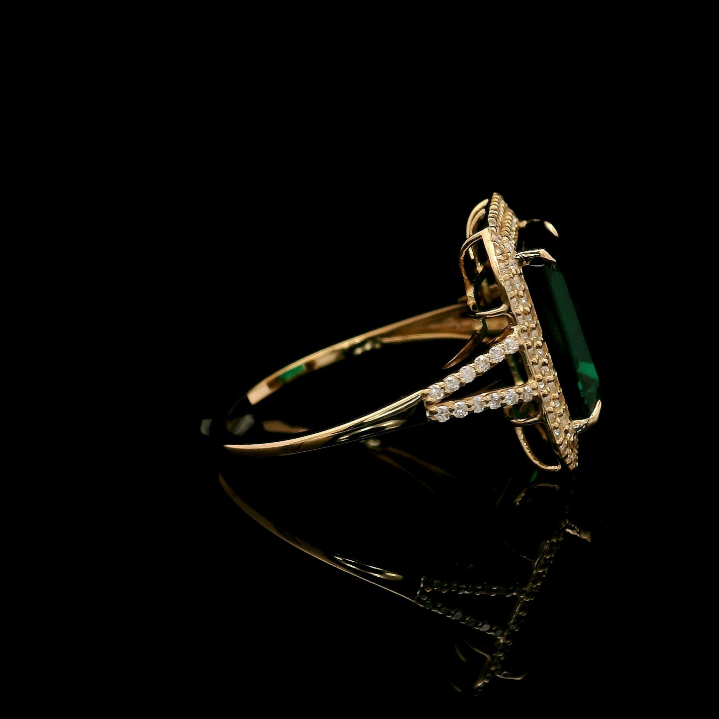 4.24 Ct Emerald Cut Lab Grown Emerald 14K Gold Ring