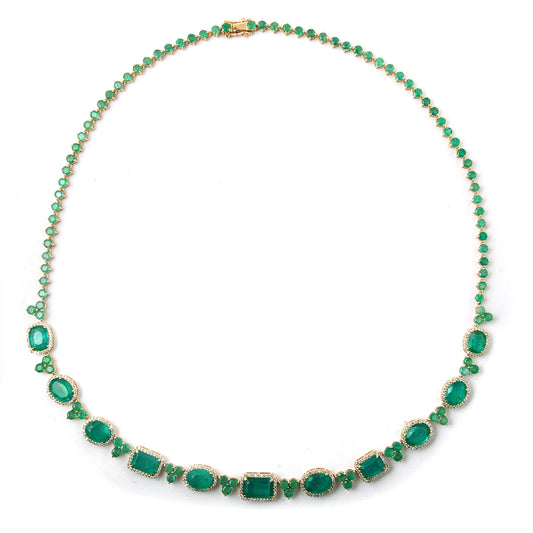 27.83 Ct Natural Emerald 14K Gold Necklace