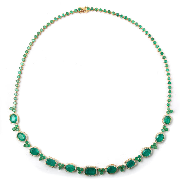 27.83 Ct Natural Emerald 14K Gold Necklace