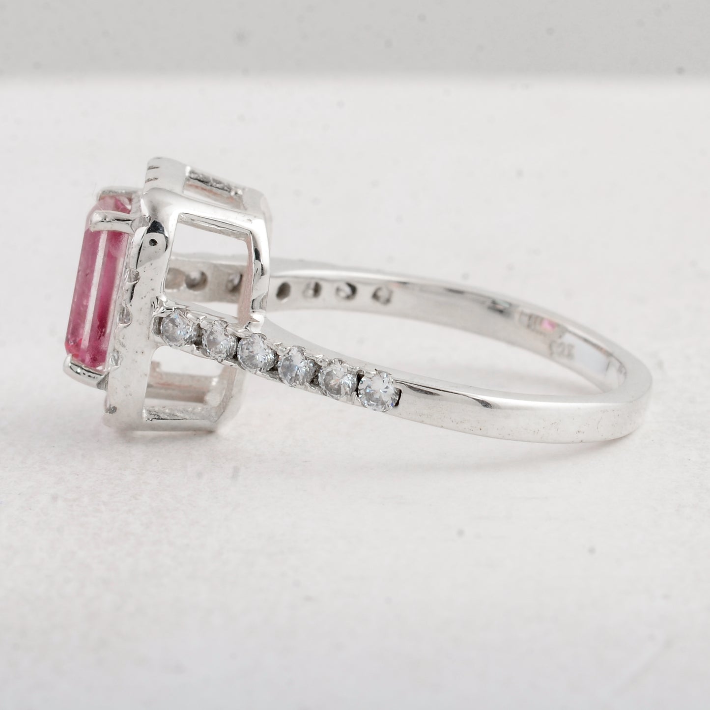 3.59 Ct Octagon Pink Topaz 925 Sterling Silver Ring