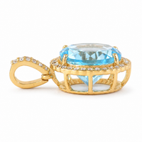 4.33 Ct Round Blue Topaz 9K Gold Pendant