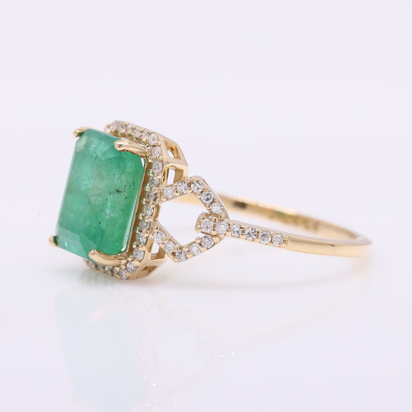 2.72 Ct Octagon Step Cut Natural Emerald 14K Gold Ring