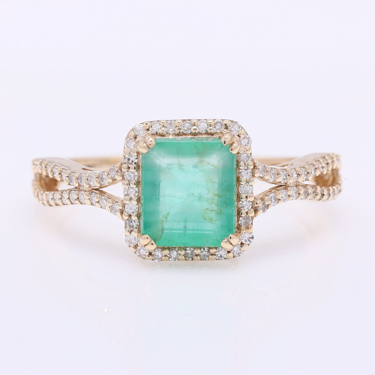 1.46 Ct Octagon Step Cut Natural Emerald 14K Gold Ring