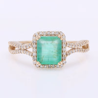 1.46 Ct Octagon Step Cut Natural Emerald 14K Gold Ring