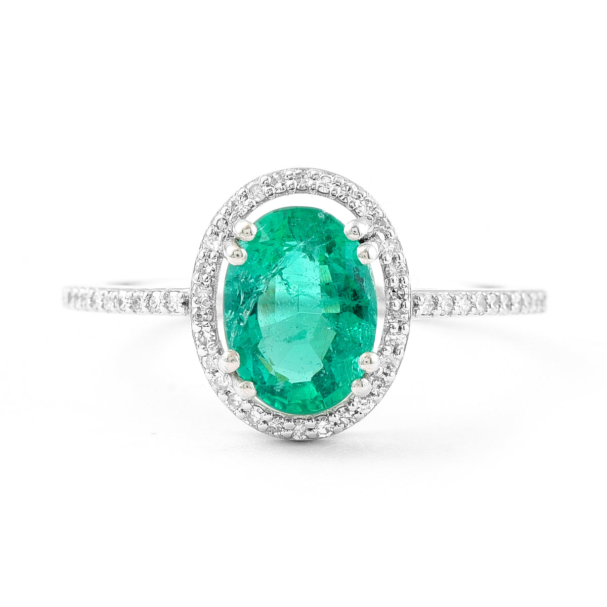 1.64 Ct Oval Mixed Cut Natural Emerald 950 Platinum Ring