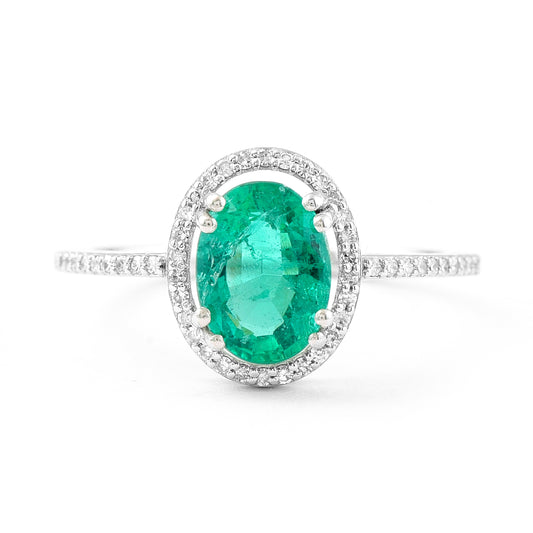 1.64 Ct Oval Mixed Cut Natural Emerald 950 Platinum Ring