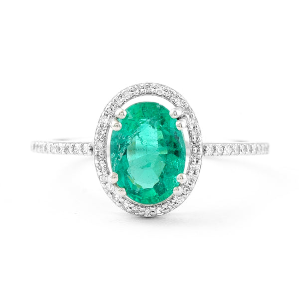 1.64 Ct Oval Mixed Cut Natural Emerald 950 Platinum Ring