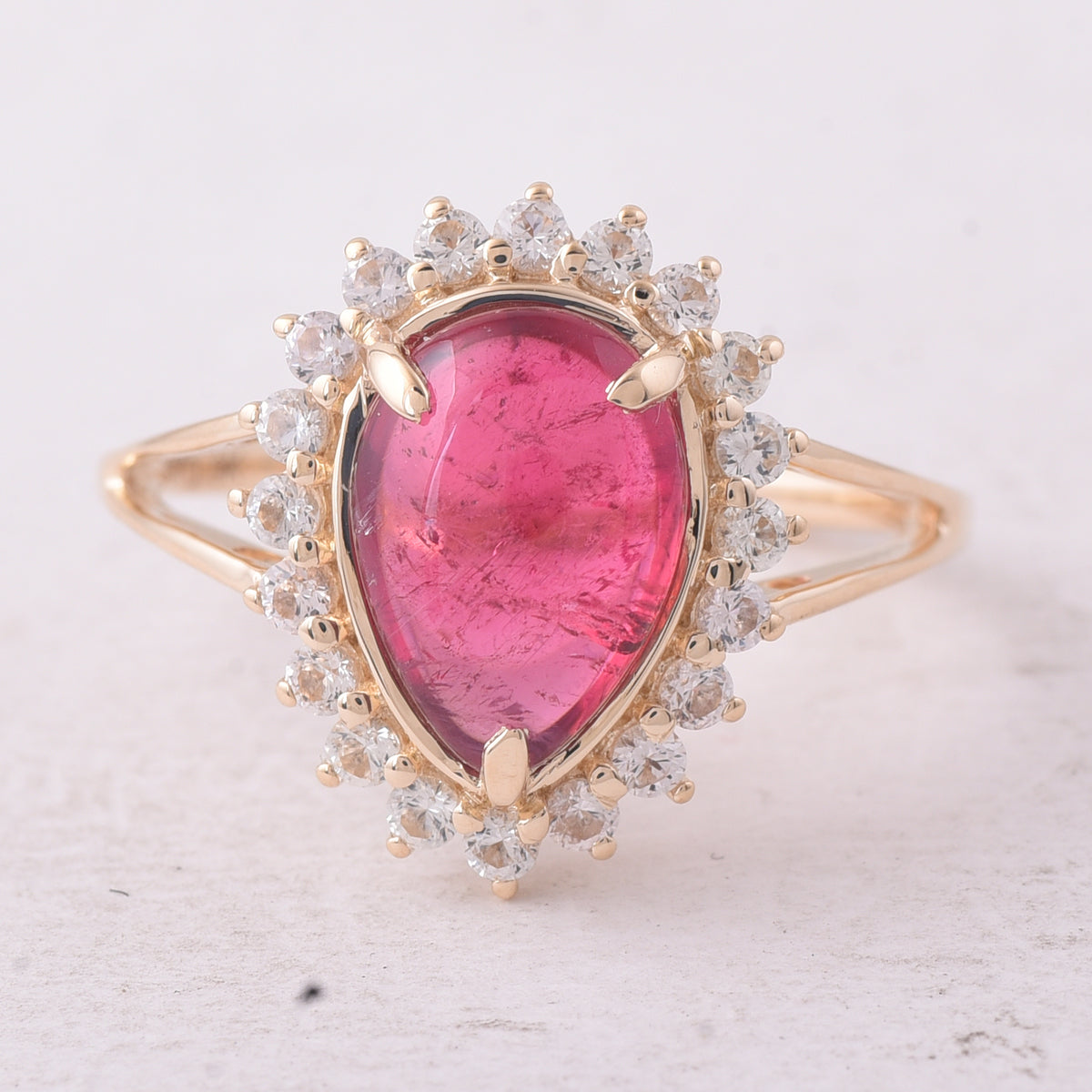 3.52 Ct Pear Tourmaline 9K Gold Ring