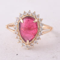 3.52 Ct Pear Tourmaline 9K Gold Ring