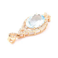 1.86 Ct Oval Mixed Cut Natural Aquamarine 14K Gold Pendant